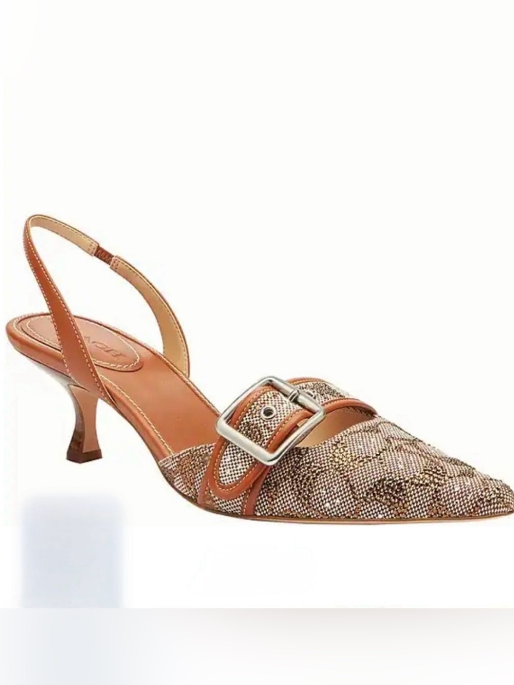 LIKE NEW!!! Coach Burnished Amber Crystal Margot Slingback Kitten Heel - Size 6